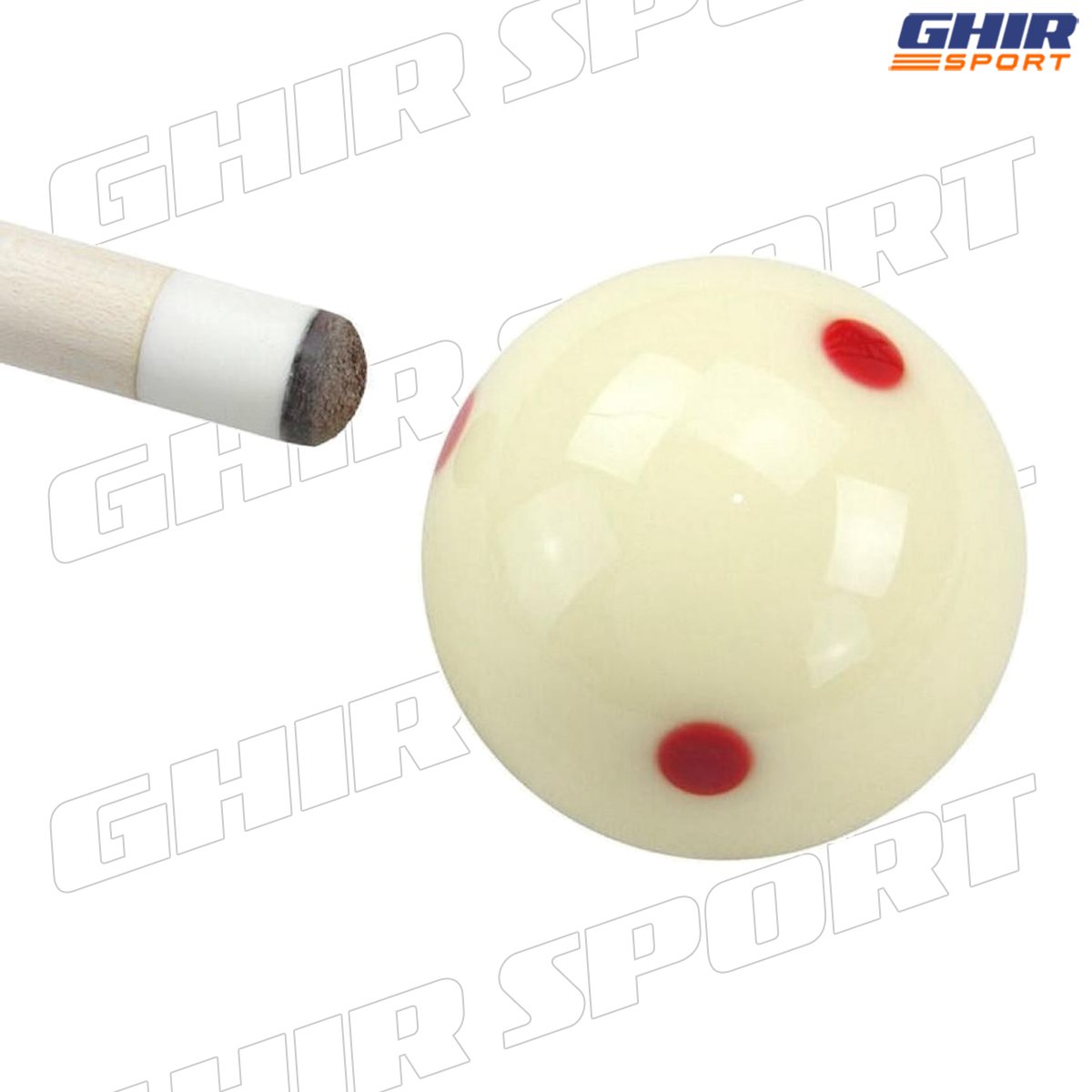 GHIR SPORT_1200 X 1200_WATER & LOGO_FINAL_BOULE BLANCH POINT ROUGE BILLARD Boule Blanch Avec Point Rouge Pour Billard – Image 1